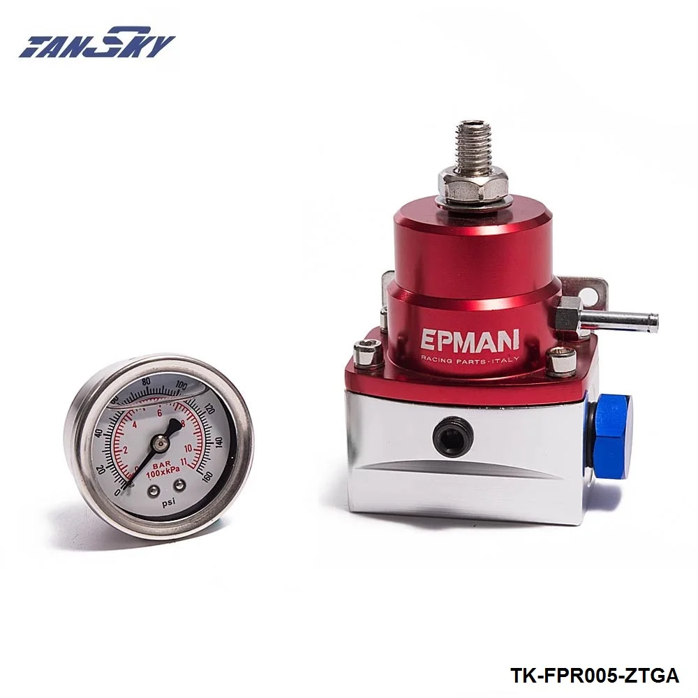 red silver and gauge Алюминиевый Регулируемый регулятор давления топлива AN6 W 1/8 NPT(с манометром/без) TK-FPR-AF - Цвет: red silver and gauge