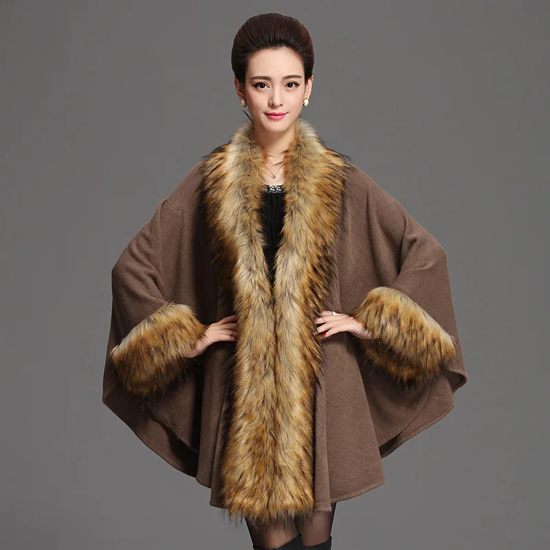 Осень-зима 2017 искусственный мех женские накидки и пончо длинное меховое пальто