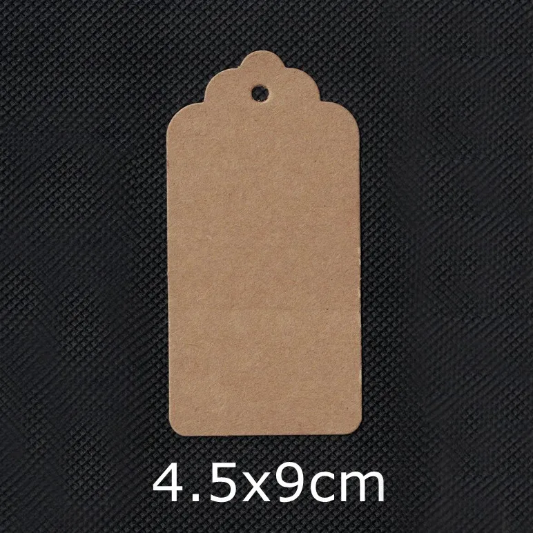4.5x9cm Brown Крафт-бумага, ярлыки для подарков Волнистый Край Свадебная вечеринка бумажная бирка ценник бирка 100 шт./лот - Цвет: 4.5x9cm Brown