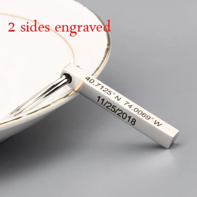 Personalized 2 sides FLYANGEL ювелирный персональный ломик брелок для ключей индивидуальный брелок с координатами широта и долгота специальная Дата настраиваемый брелок - Цвет: Personalized 2 sides
