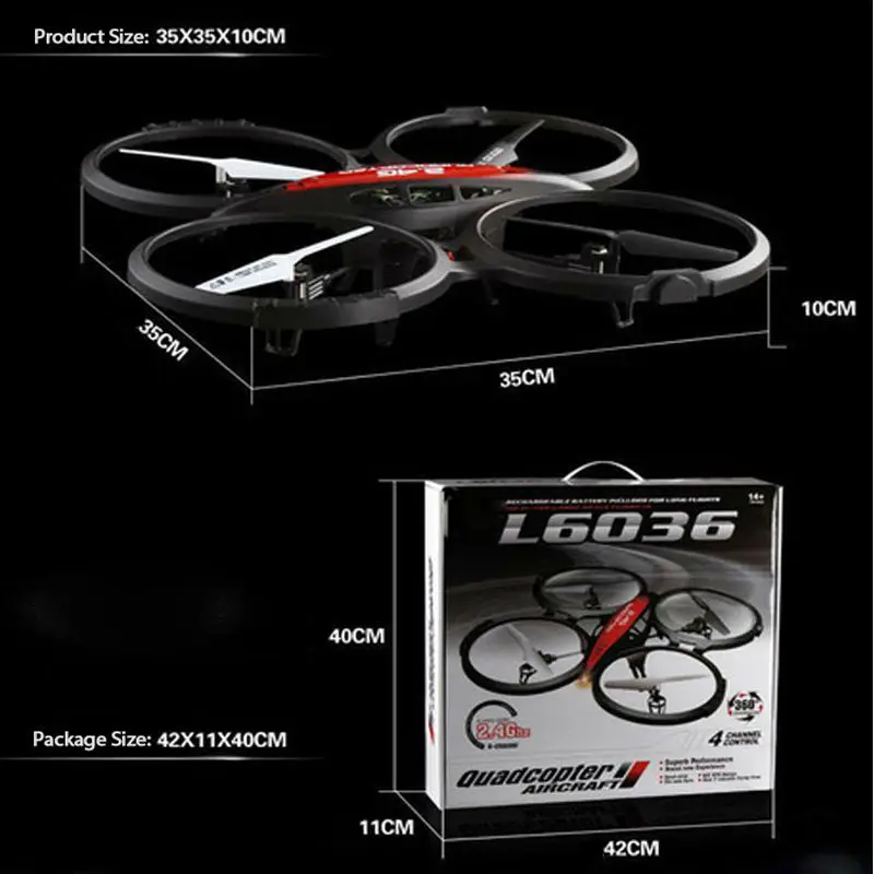 Большой RC UFO Дрон 6036 с камерой 2,4 ГГц 6 оси гироскопа большой пульт дистанционного управления Квадрокоптер с дистанционным управлением устойчивый Летающий дрона с дистанционным управлением с led светильник gif
