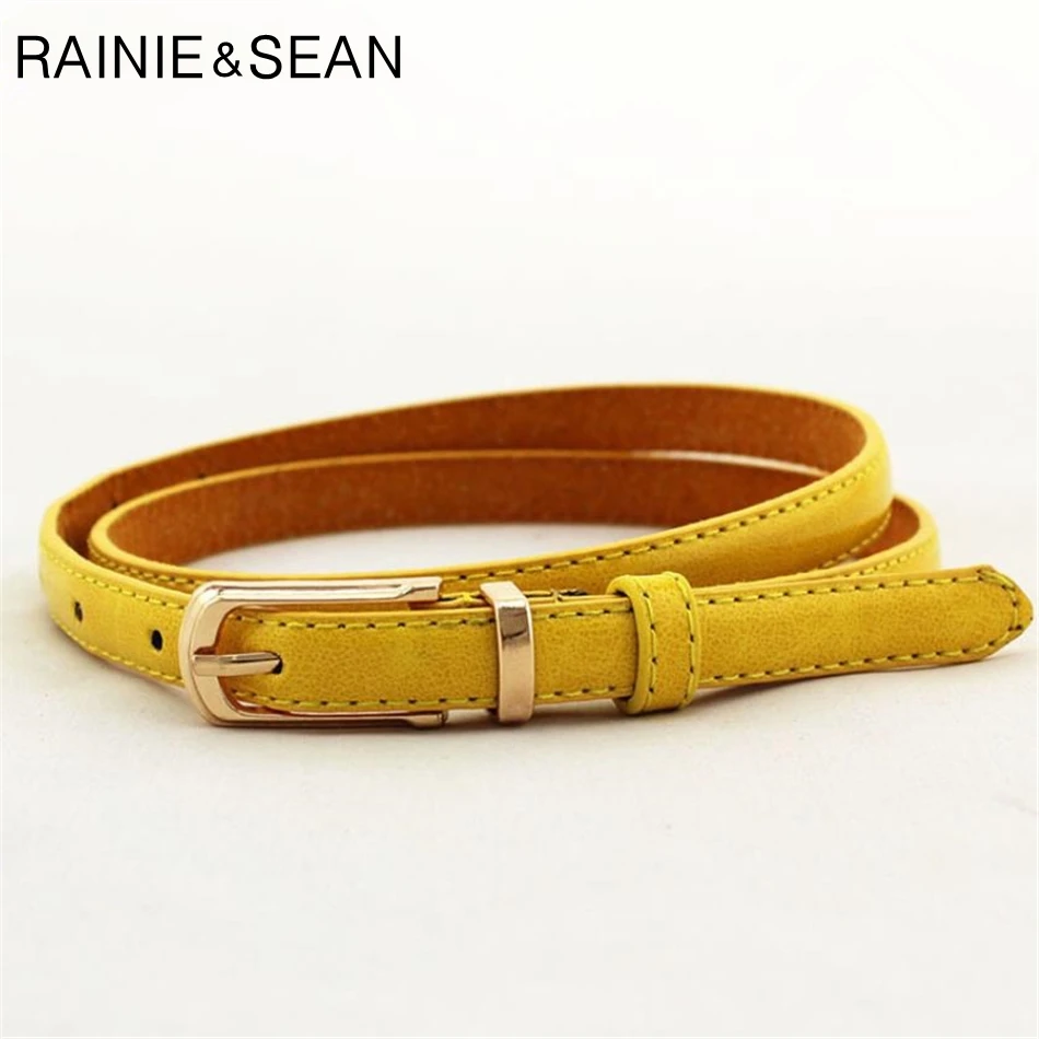 Yellow Renie SEAN ремни для женщин поясной ремень тонкая Пряжка кожаные женские ремни для платьев женские дешевые модные аксессуары Camel - Цвет: Yellow