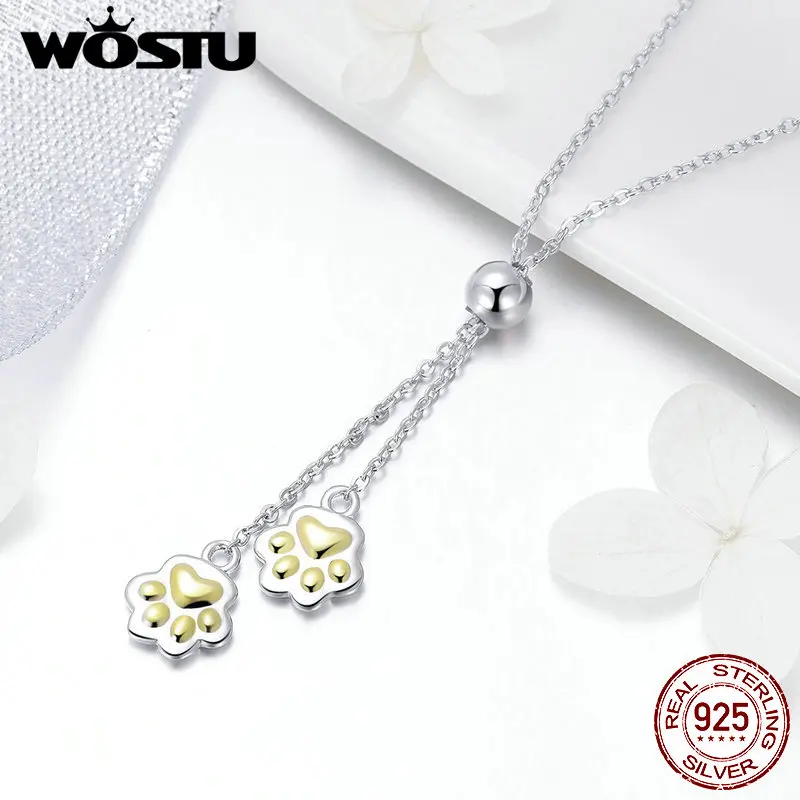 WOSTU хит продаж Настоящее серебро 925 пробы подвеска в виде лапы ожерелье для женщин