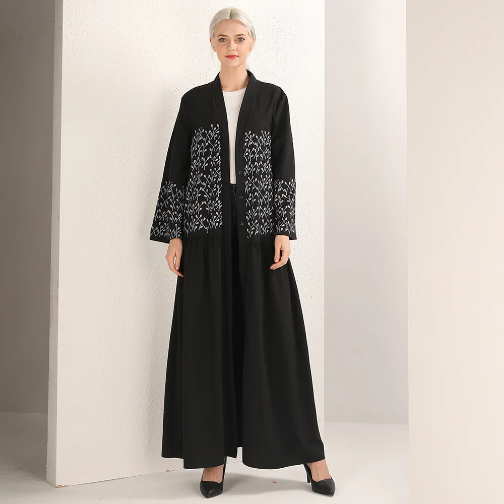 Женский черный Открытый Абая турецкая исламская одежда халат Дубай Турция