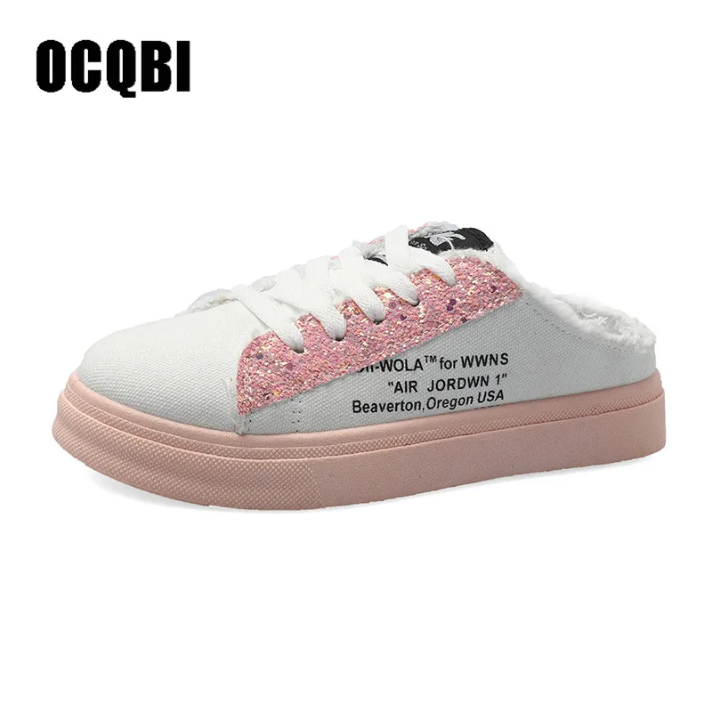 Женские парусиновые туфли на шнуровке низкий каблук Нескользящие дышащие