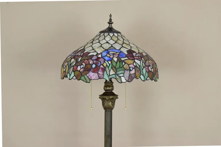 16 дюймов Тиффани плоть кантри цветы цветное стекло Напольная Лампа E27 110 240 В для