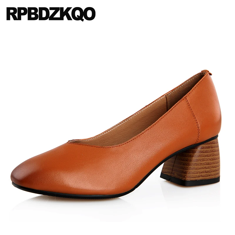 классический 2018 обувь средняя пятка Ледяные насосы Квадратный носок Каблук