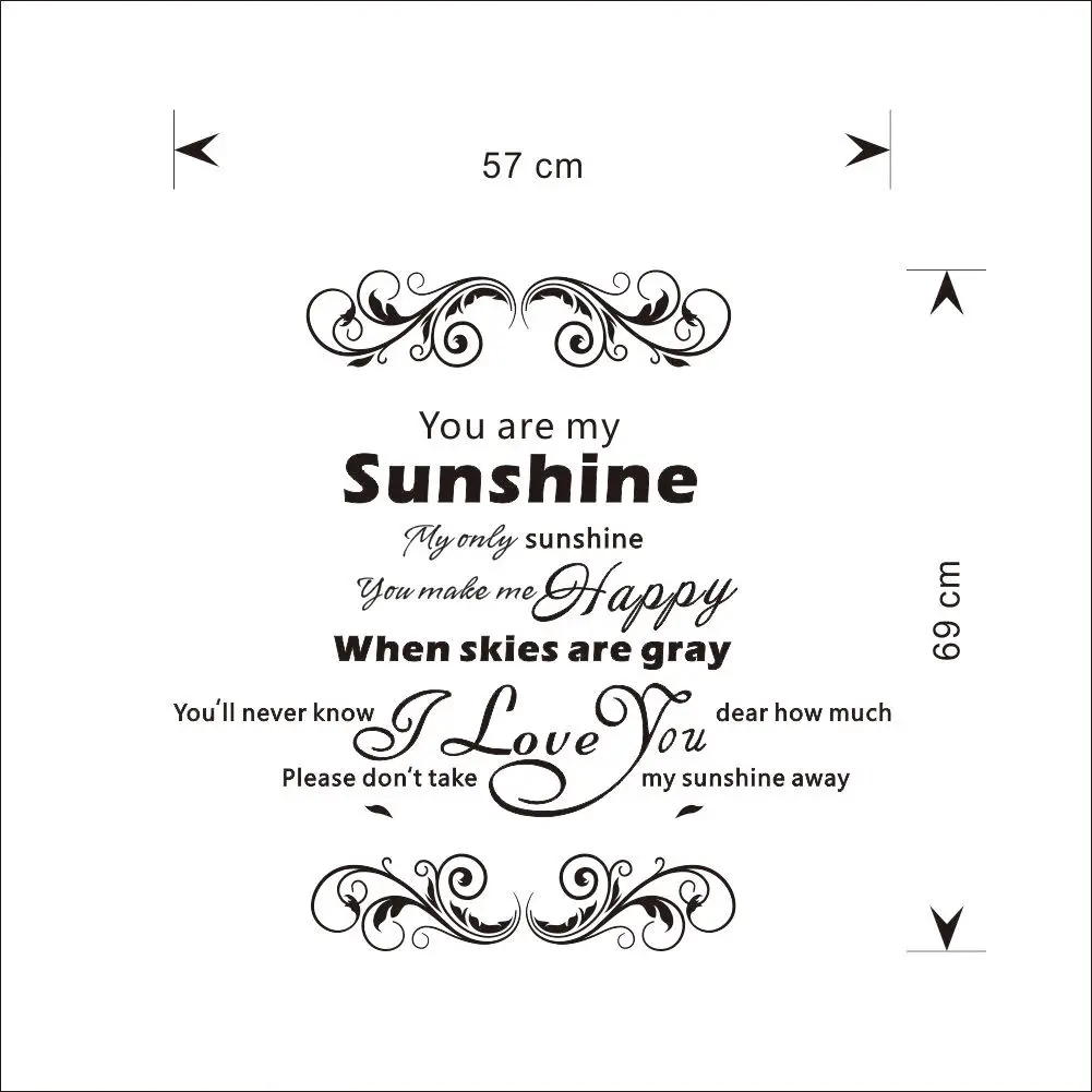 С принтом You Are My Sunshine искусство панно Цитата Наклейка Настенная Слова Спальня