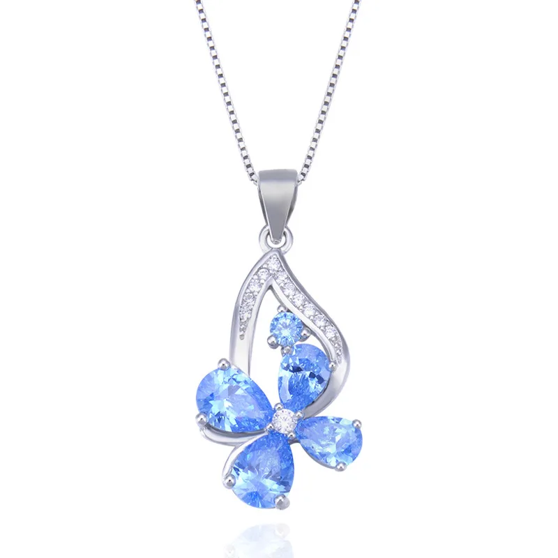 

YJBD002390 Europe &United States Women Accessories Four-leaf Clover Jewelry Clavicle Inlaid Zircon S925 Sterling Silver Pendant