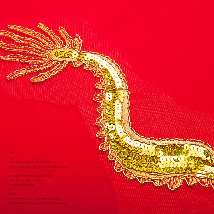 Ткань с вышивкой дракона и феникса большая аппликация нашивка Африканское