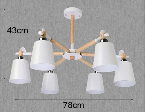 White 6 lights Скандинавский минималистичный металлический и деревянный кронштейн люстра E27 цветные люстры для кухни гостиной спальни кабинета - Цвет корпуса: White 6 lights