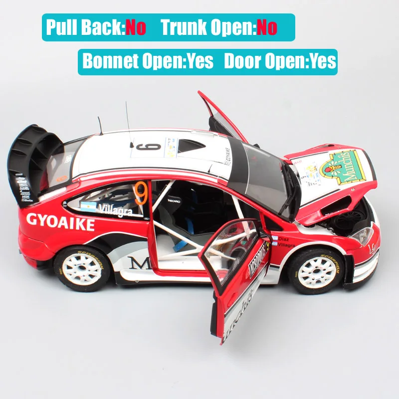 1:18 масштаб Большой sunstar большой Ford RS WRC 2008 драйвер № 9 F. Вильягра ралли Acropol игрушечные машинки модели гоночного автомобиля игрушка