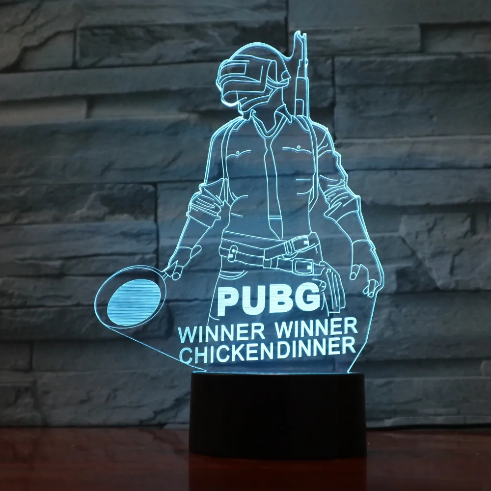 Крутой новый мировой хит FPS игровой плеер неизвестная 3D лампа PUBG Winner Chicken dinner 7