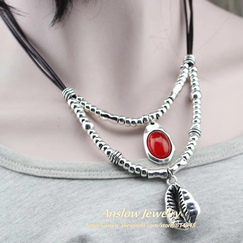 Red Anslow, новинка, дизайн, модное ювелирное изделие, в виде ракушки, конфета, большое массивное ожерелье для женщин, элегантное, Дамское, очаровательный подарок, LOW0077AN - Окраска металла: Red
