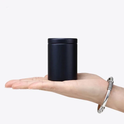 Carbon black Новое поступление, круглая Мини Милая жестяная коробка для чая,, герметичная коробка для хранения таблеток для офиса и дома, металлическая коробка, 100 шт./лот - Цвет: Carbon black