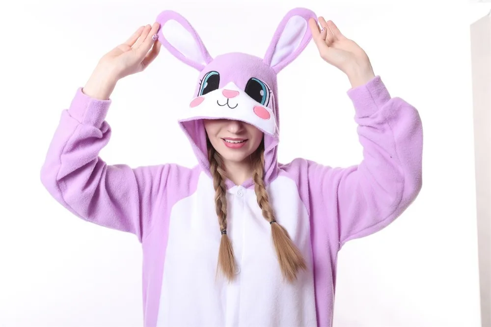 HKSNG пижамы для взрослых с животными милые фиолетовые розовые кролик Мультяшные