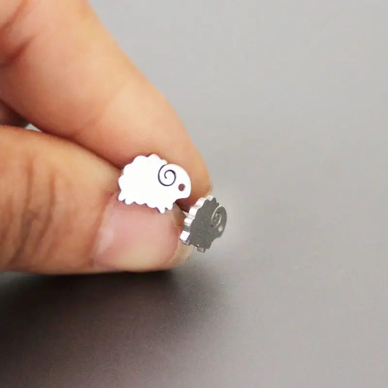 1Pair Cute Little Lamb Earring Minimalistic Fawn Stainless Steel Earrings Studs Fashion Ear Jewelry For Women Girls Kids | Украшения и