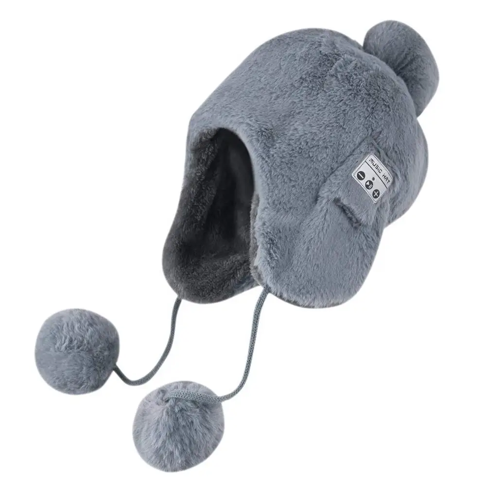 Fox hat-gray Беспроводные Bluetooth наушники, гарнитура, наушники, умная музыкальная шапка, теплые шапочки, зимняя шапка с микрофоном, лучший рождественский подарок - Цвет: Fox hat-gray