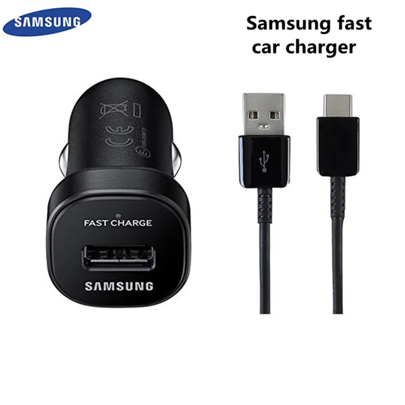 Оригинальное быстрое автомобильное зарядное устройство для samsung, 100 см micro usb/120 см type-C кабель для samsung Galaxy S6 S7 edge S8 S9 plus A3 A5 A7 A8 A9