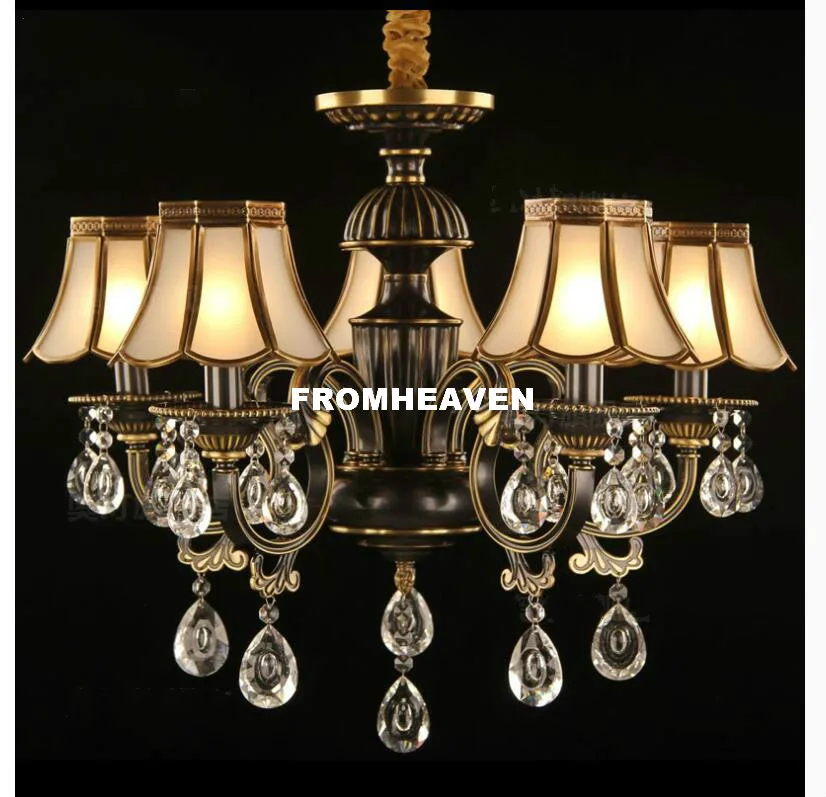 Европейская Современная хрустальная люстра с 5 дужками латунная лампа бронзовой