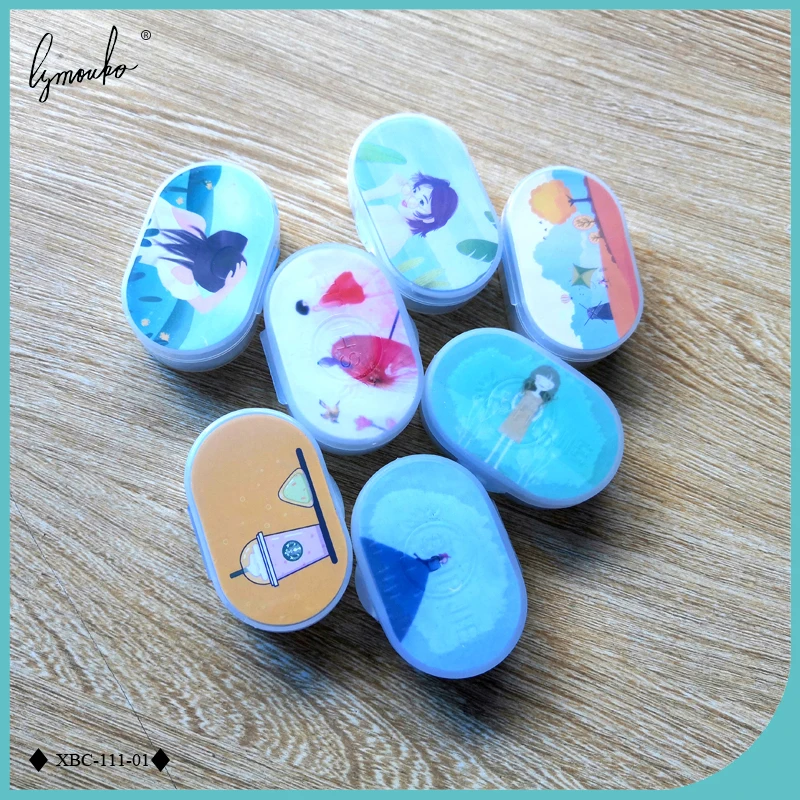 Lymouko 2pcs/Lot All Sorts of Design Patterns Portable Contact Lens Case with Mirror Mini Kit Holder Lenses Box for Women | Аксессуары