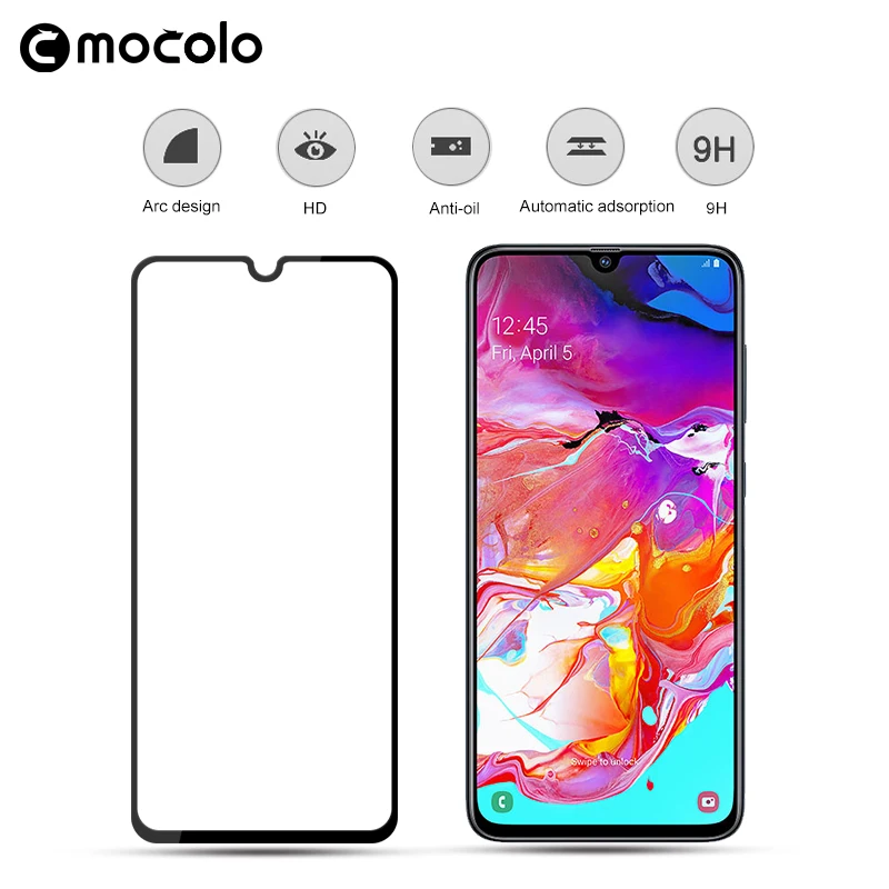 Защитная пленка Mocolo для Samsung A70 полностью склеенное закаленное стекло с полным