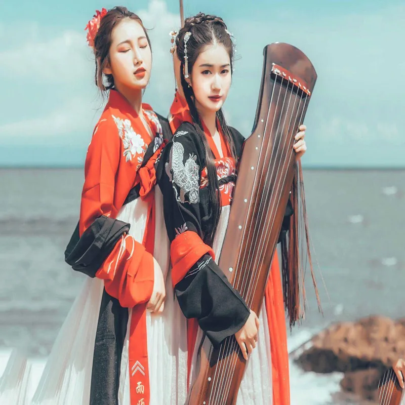 Новое летнее традиционное льняное платье Hanfu династии Тан ханьфу для женщин