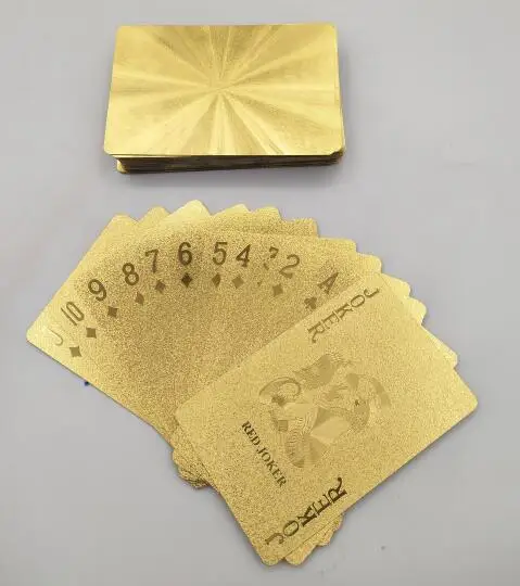 Gold PVC Качественные водонепроницаемые ПВХ пластиковые игральные карты набор тренд 54 шт. колода покер классические фокусы инструмент чистый черный магический ящик - Цвет: Gold PVC