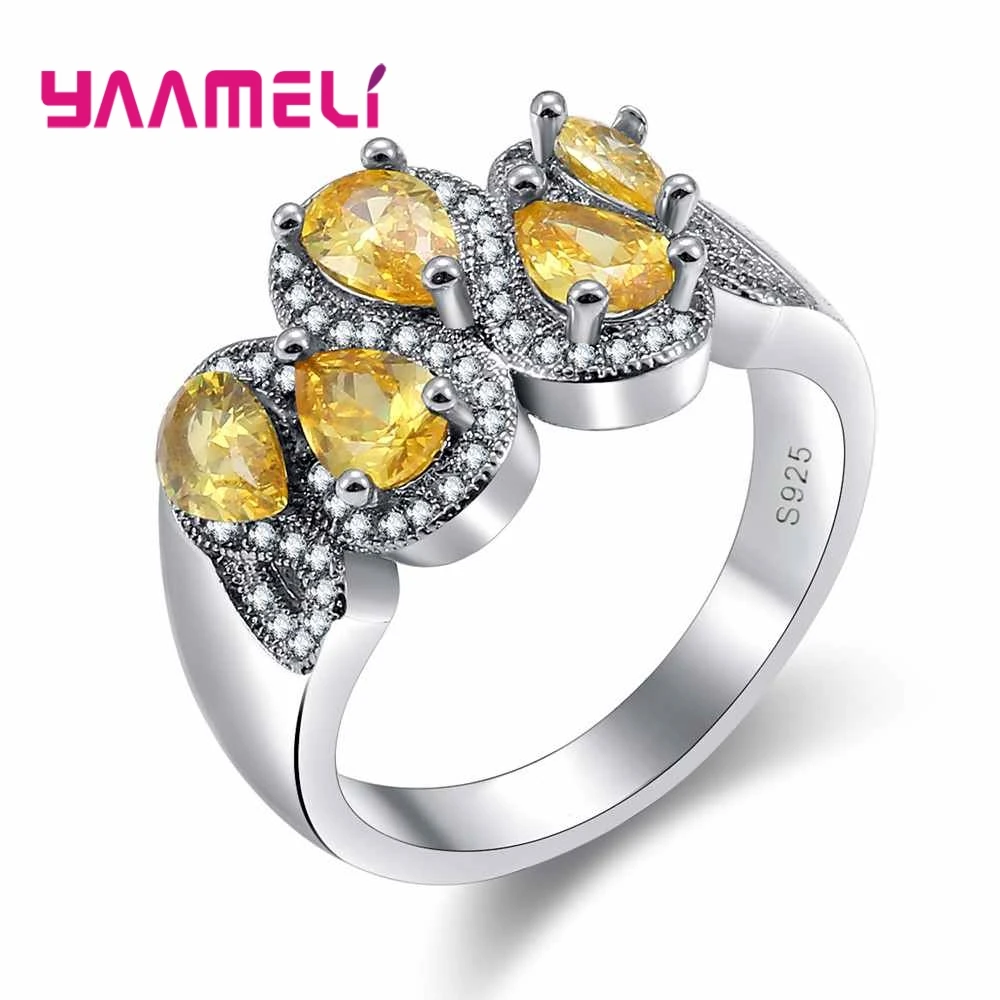 Кольца из стерлингового серебра 925 пробы для женщин и девушек роскошные пять