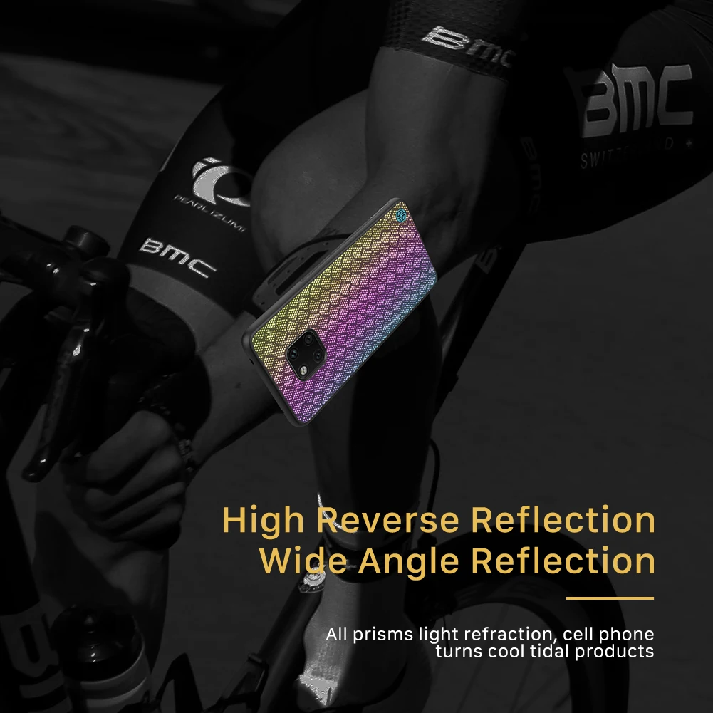 NILLKIN Case for Huawei Mate 20 Pro Woven Polyester Mesh Shell Colored Glitter Holographic Gradient Reflective Black Cover |