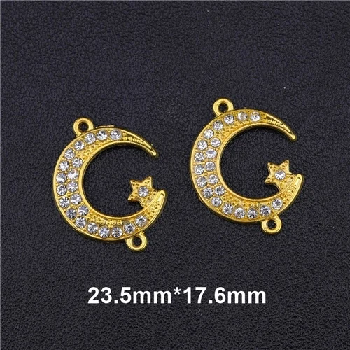 Gold 5 Pieces Товары для ювелирных изделий, Cz Стразы, серебро, Бог, мусульманский полумесяц, шарм, соединитель, аксессуары для исламских ювелирных изделий, сделай сам - Цвет: Gold 5 Pieces