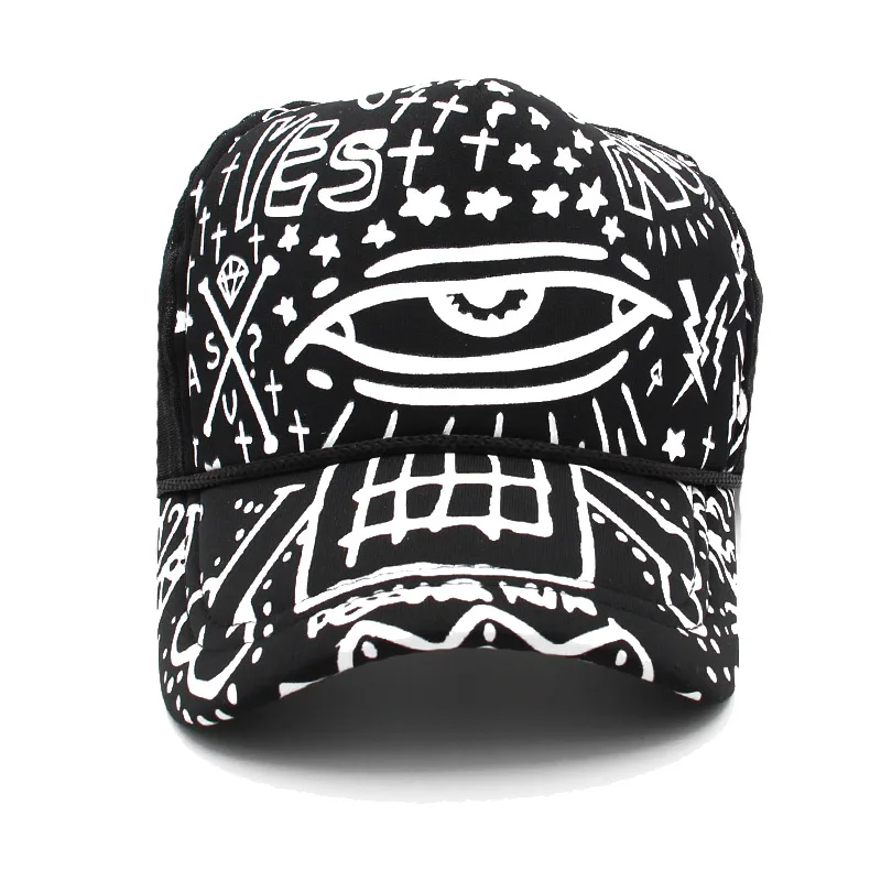 Модная летняя бейсболка с граффити для женщин и мужчин сетчатая дышащая женская