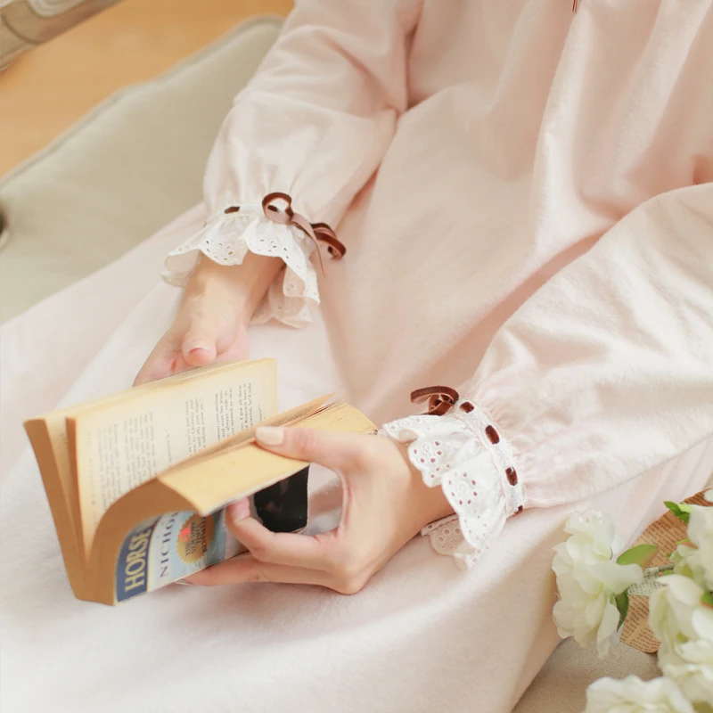 Бесплатная доставка 100% хлопок новинка 2016 Женская длинная ночная рубашка на осень