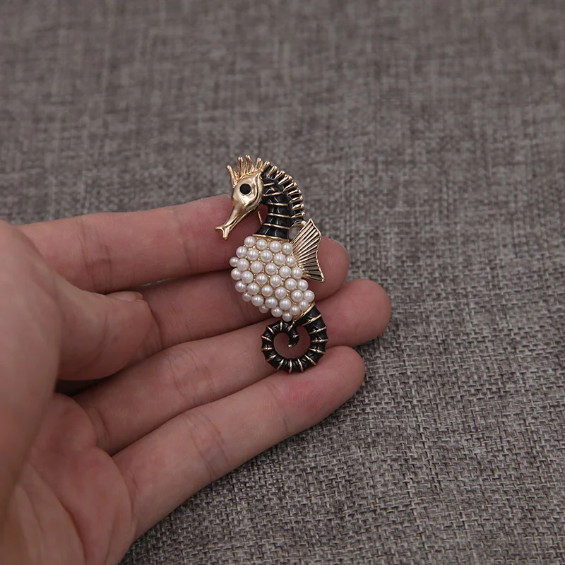 Эмалированная брошь в виде морской лошади жемчужная булавка ювелирное изделие