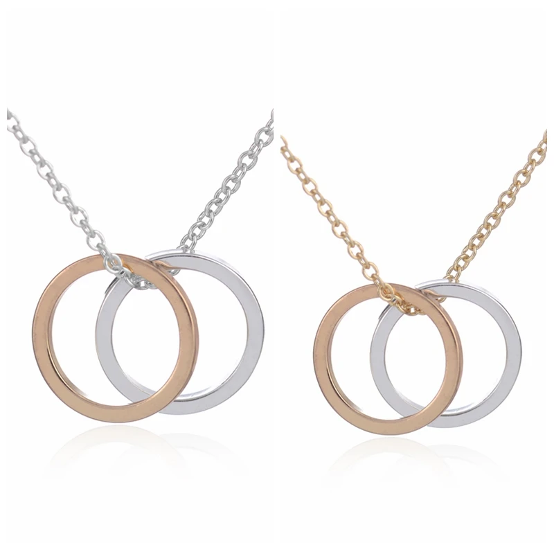 Цепочка с подвеской в виде двух колец для женщин ожерелье кулоном лучших друзей