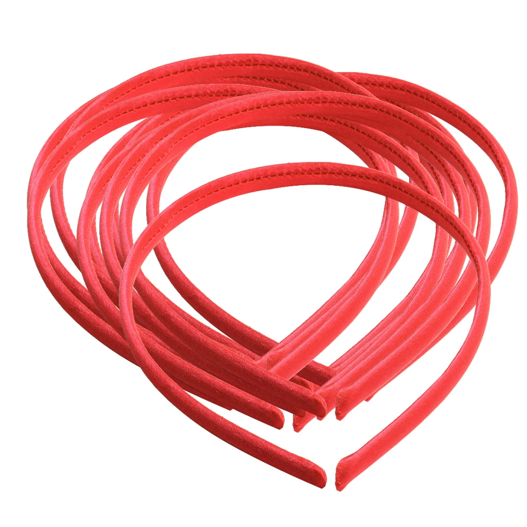 Red 10 шт. атласная однотонная повязка ободок лента для волос DIY аксессуары для девочек и школьниц - Цвет: Red