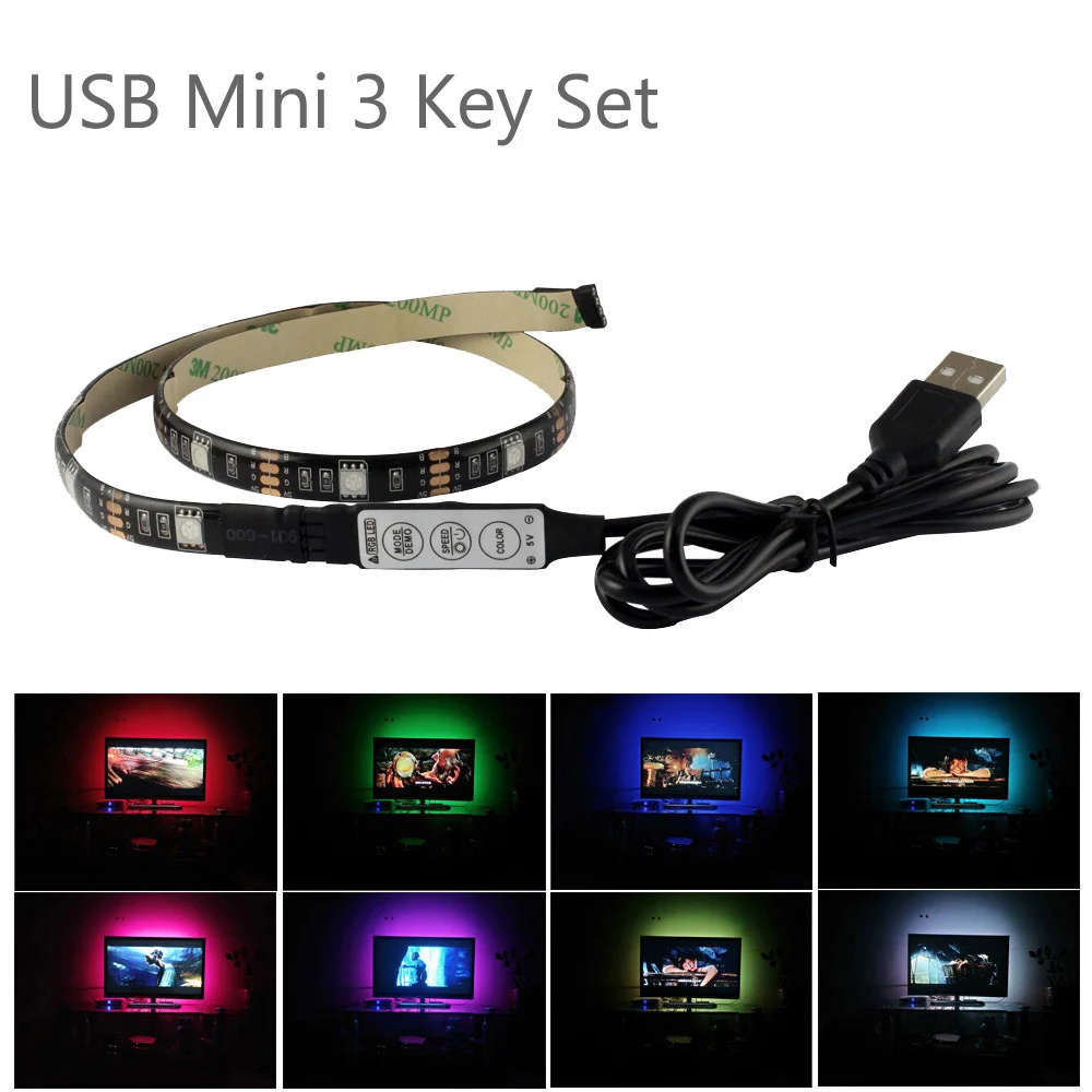 Mini 3 Key Set Светодиодные ленты светильник Bluetooth USB 5V Тира светодиодный RGB ленты Ambi светильник ТВ Wi-Fi Водонепроницаемый SMD 5050 музыка ТВ фон Гибкая полоса - Испускаемый цвет: Mini 3 Key Set