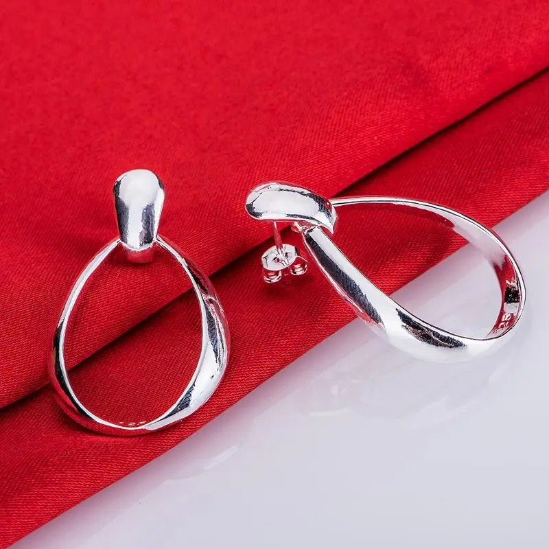 Блестящие посеребренные серьги в виде капли дождя ювелирные изделия 925 для