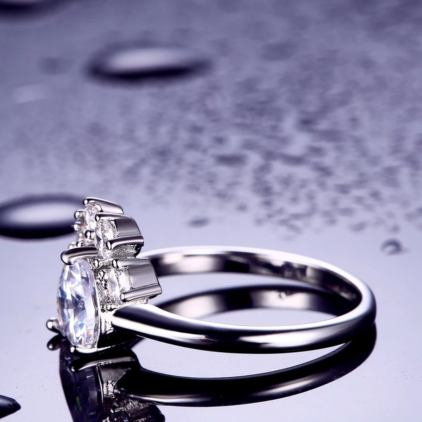 Чжэ Вентилятор Белый Фиолетовый AAA кубического циркония кольцо родиевый розовый