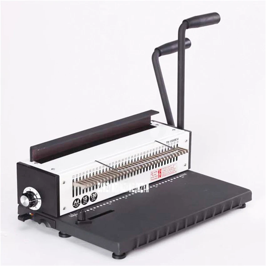 TD-1500B34 ручная спиральная проволочная машина для переплета металла 34 пробивая дырка квадратная 4*4 мм, фотоальбом A4 бумажный переплет Дырокол машина