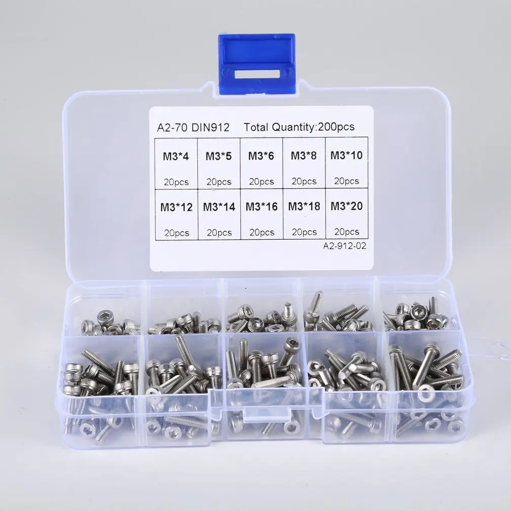 200 шт./компл. Нержавеющая сталь с полукруглой головкой Insiade шестигранные болты