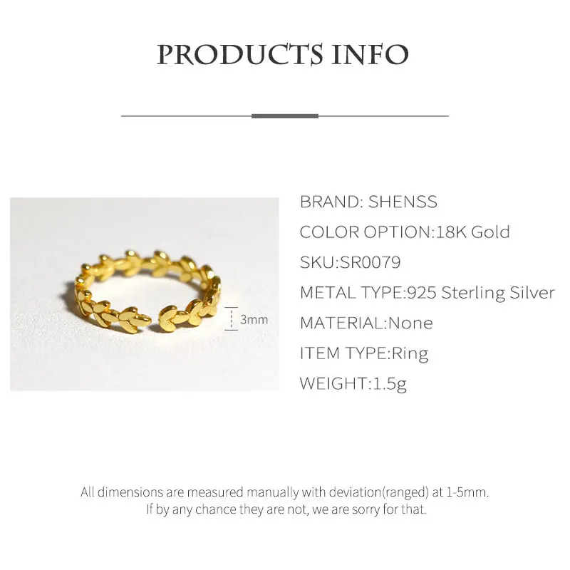 Винтажное Открытое кольцо в форме листа из стерлингового серебра S925 пробы