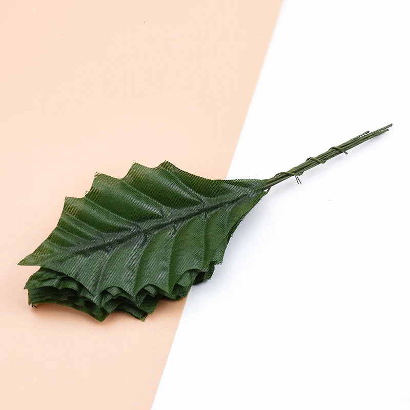 dark green 10 шт., искусственные растения, декоративные цветы, венки, шелковые листья, Рождественский Декор для дома, свадьбы, сделай сам, подарки, венок, искусственный золотой лист - Цвет: dark green