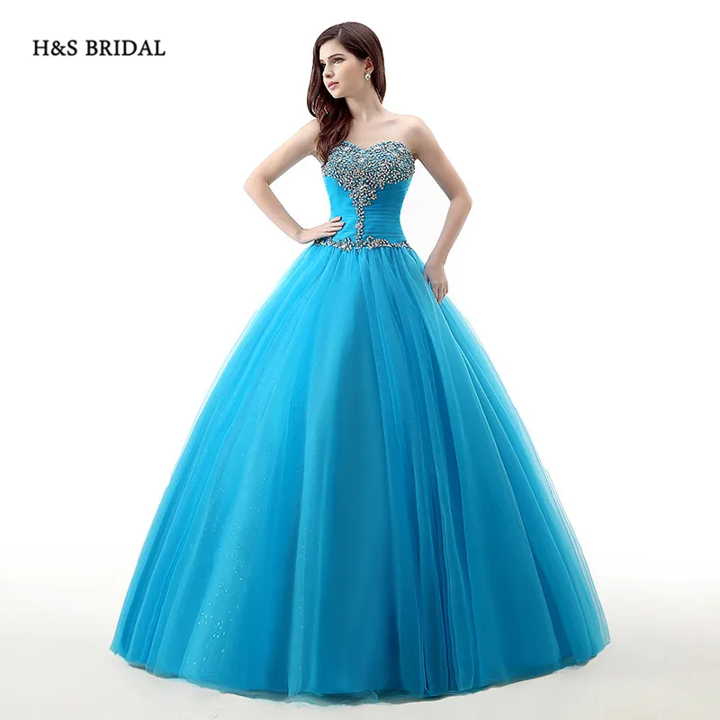 H&S BRIDAL Red Purple Blue Cheap Organza Ball Gown Prom Dresses Sequins Beaded Shinny sweet 16 robe de soiree quinceanera gowns | Свадьбы