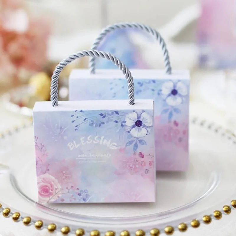 Blue AVEBIEN искренне blessding Baby Shower коробка конфет минималистичный Стиль Свадебные украшения и подарочная сумка для гостей 50 шт - Цвет: Blue