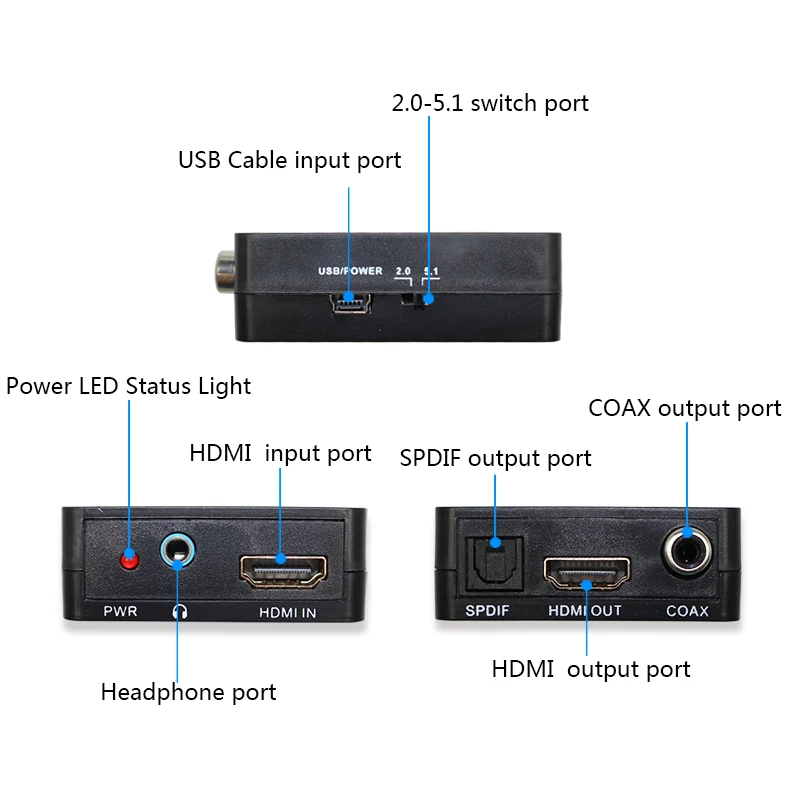 Wiistar HDMI в HDMI Оптический SPDIF поддержка 5,1 Аудио Видео экстрактор конвертер Сплиттер Высокое качество HDMI аудио сплиттер адаптер