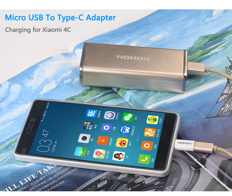 NOHON usb type-C кабель адаптер для Micro USB зарядное устройство для Xiaomi 4C Meizu Oneplus Nokia MacBook Быстрая Зарядка синхронизация данных разъем