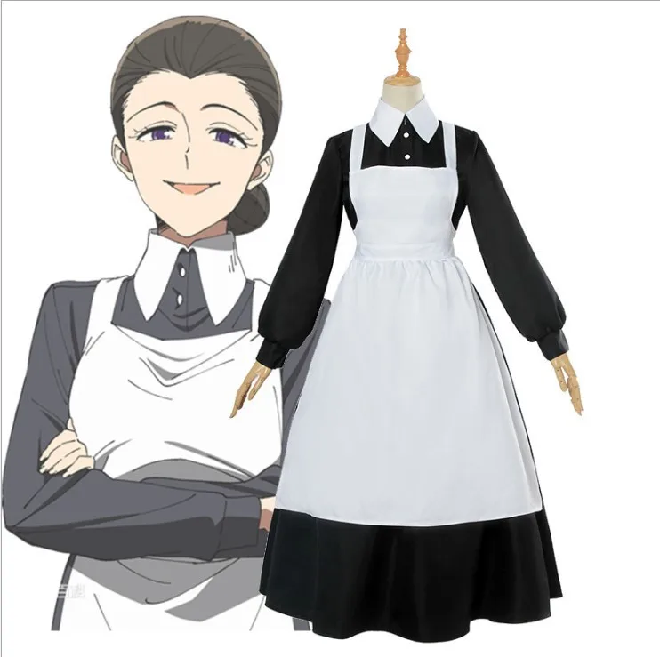 2021 yakusoku no neverland cosplay costume the promised neverland isabella cosplay women maid dress anime costume halloween wig free global shipping