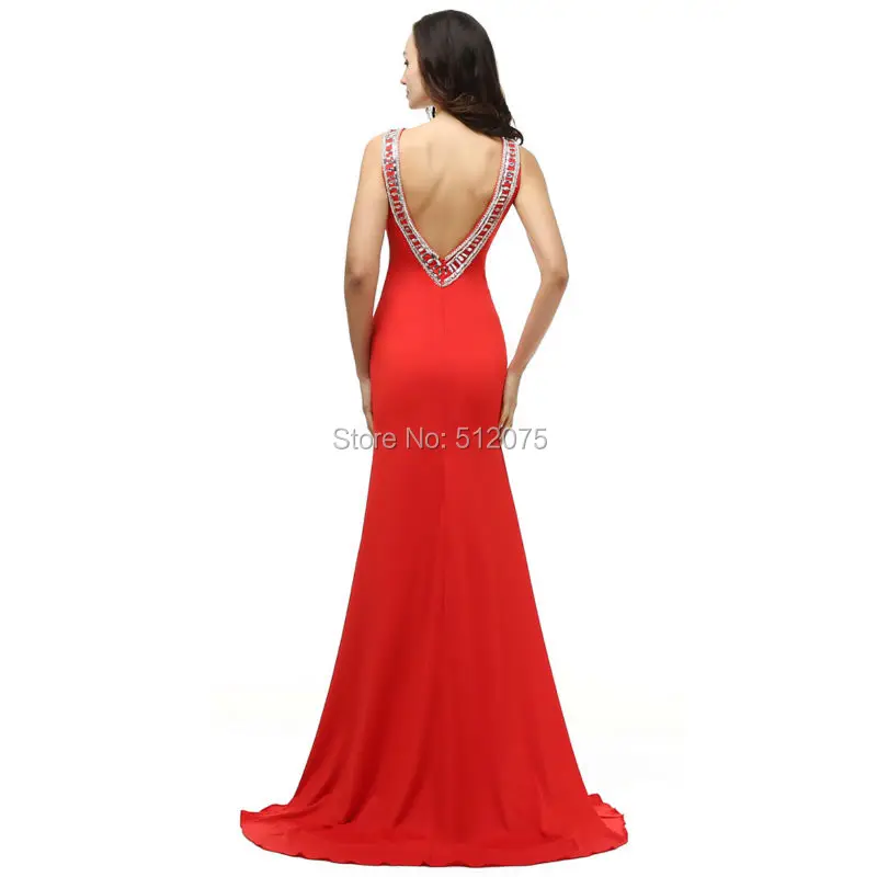 Настоящая фотография красный атлас 2019 Вечерние платья Формальные vestido de festa Longo