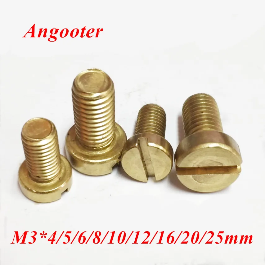

100pcs M3 DIN84 GB65 Brass Cheese head Slotted Cylinder Screw Copper Machine Screws M3*4/5/6/8/10/12/16/20mm